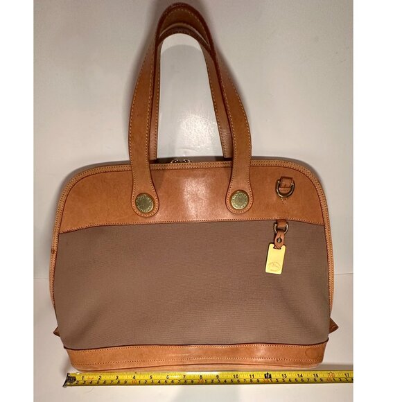 Vintage Dooney & Bourke Cabriolet Canvas & Leather Zip Satchel Carryall Handbag - Picture 6 of 13